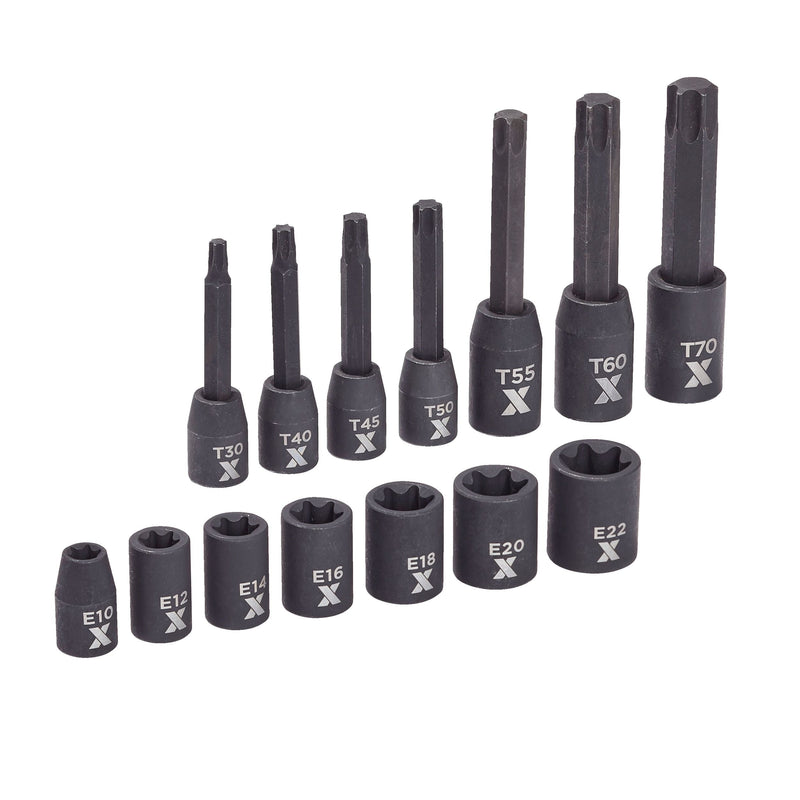 Star-drive & E-Star-drive Impact Bit Socket Set, 14-pc, SAE/Metric L7245