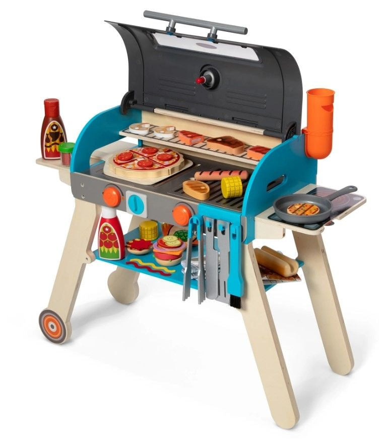 Wooden Deluxe Barbecue Grill, Smoker and Pizza Oven Playset, Ages 3+ X5729