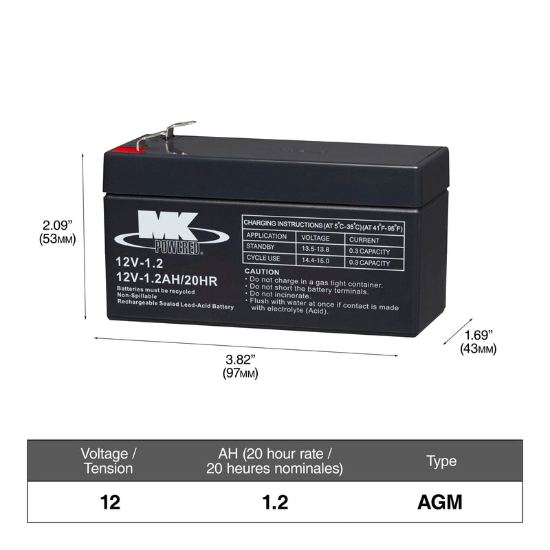 12-Volt 1.2 Ah SLA Battery, F1 Terminal O8793