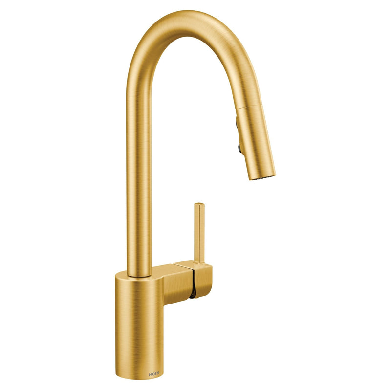 Align Single Handle High Arc Pull Down Sprayer Kitchen Faucet, Brushed Gold P2644