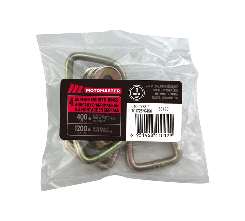 1,200-lb Light Duty D-Ring, Surface Mountable, 4-pk T7233