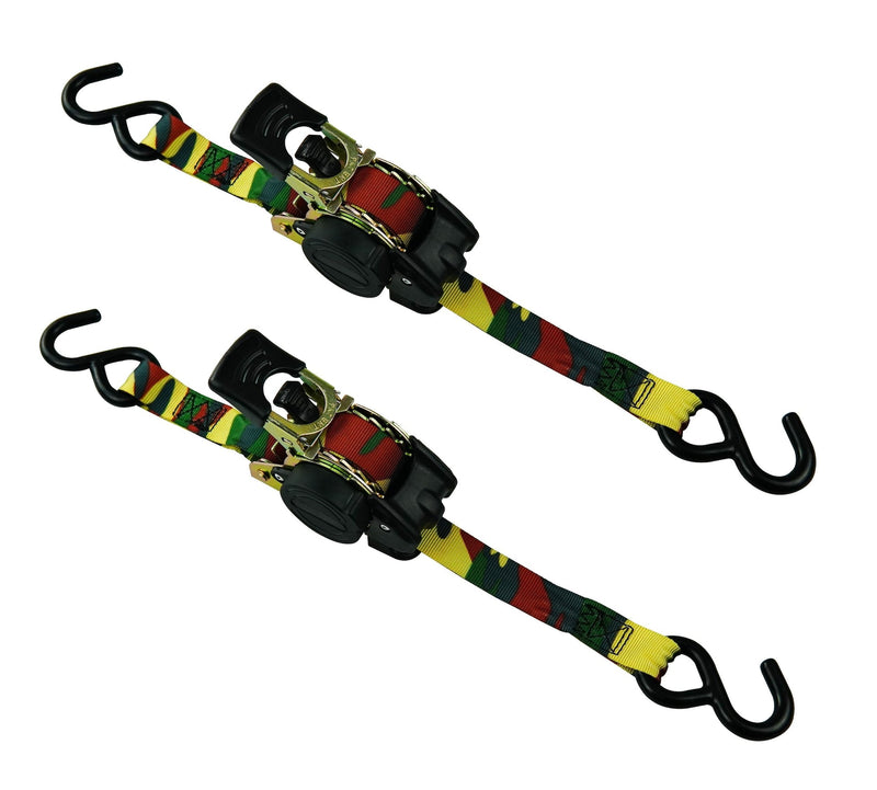 1,200-lb Retractable Camo Ratchet Tie Down Straps, 1-in x 10-ft, 2-pk Z4348