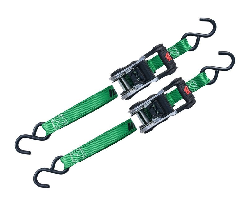 1,500-lb Ratchet Tie Down Straps, with Padded Handle, 1-in x 10-ft, 2-pk C8236