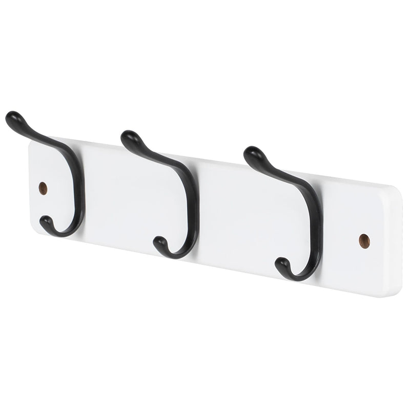 13.6" Modern Wall 3 Hook Rack, White F3560