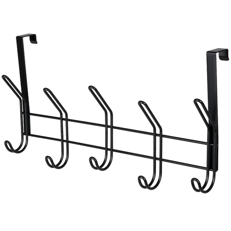 19" Over The Door Double Metal 5 Hook, Black W5479
