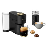 Vertuo Pop+ Deluxe Coffee and Espresso Machine by with Aeroccino with $25 Coffee Credit, Matte Black and Gold