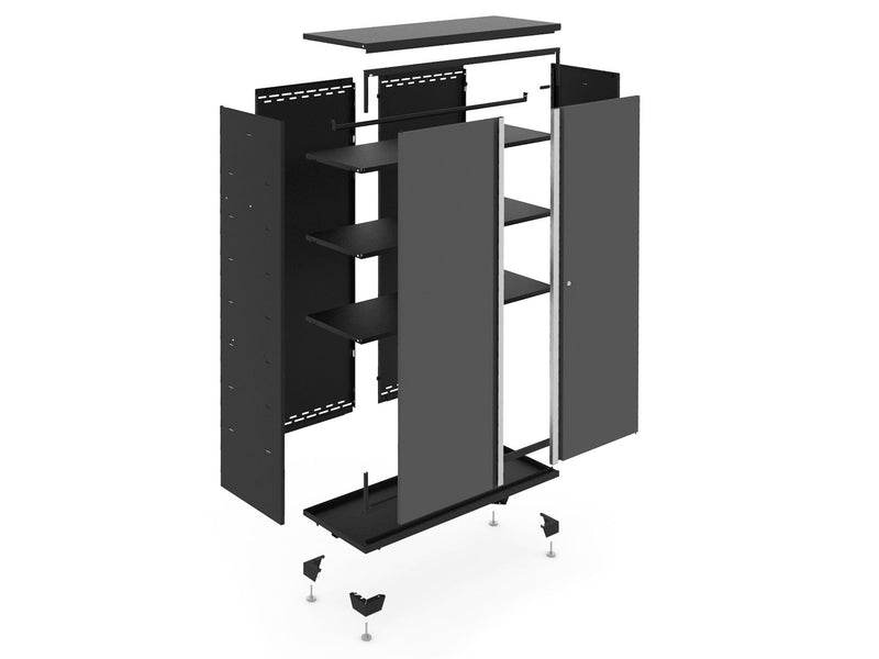 Bold Series Lockable 24-Gauge Steel RTA Storage Locker with 3 Shelves, Grey/Black, 36-in S1372