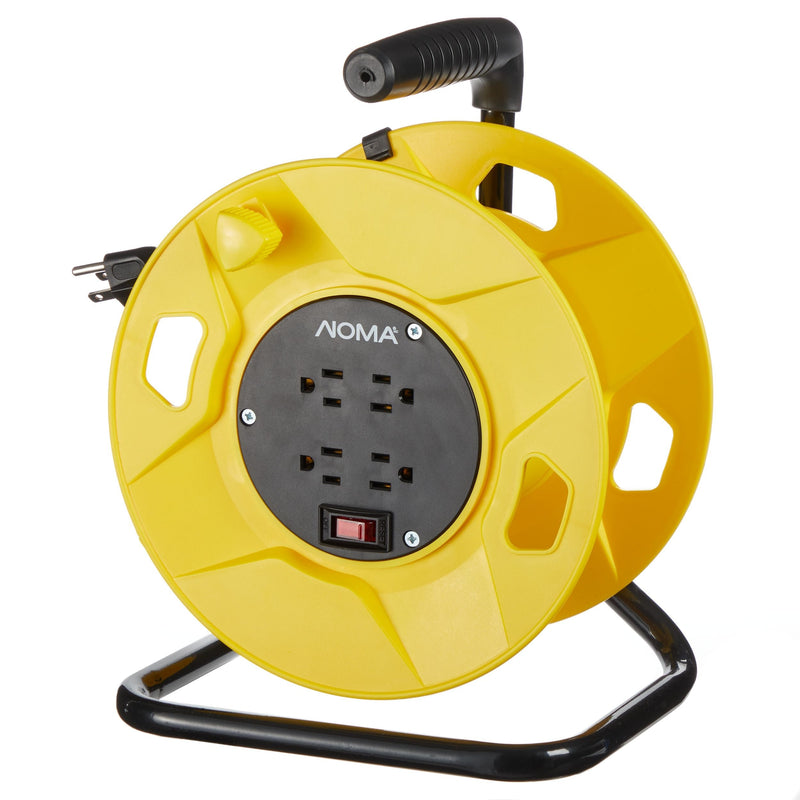 100-ft Extension Cord Storage Reel with 4 Grounded Outlets and Circuit Breaker X0474