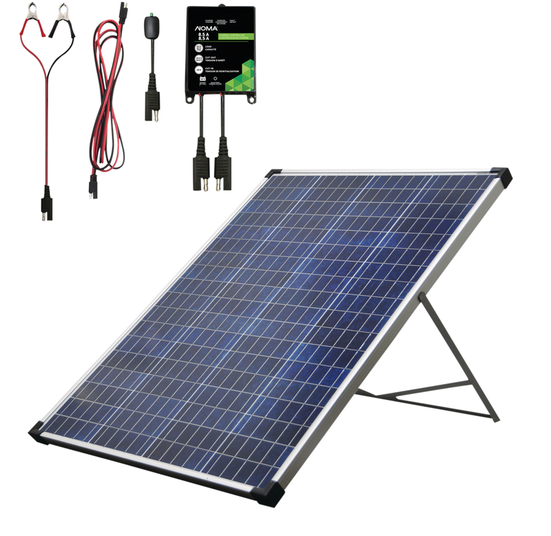 100 Watt, 12V Crystalline Solar Panel Kit with Stand and Charge Controller T5063