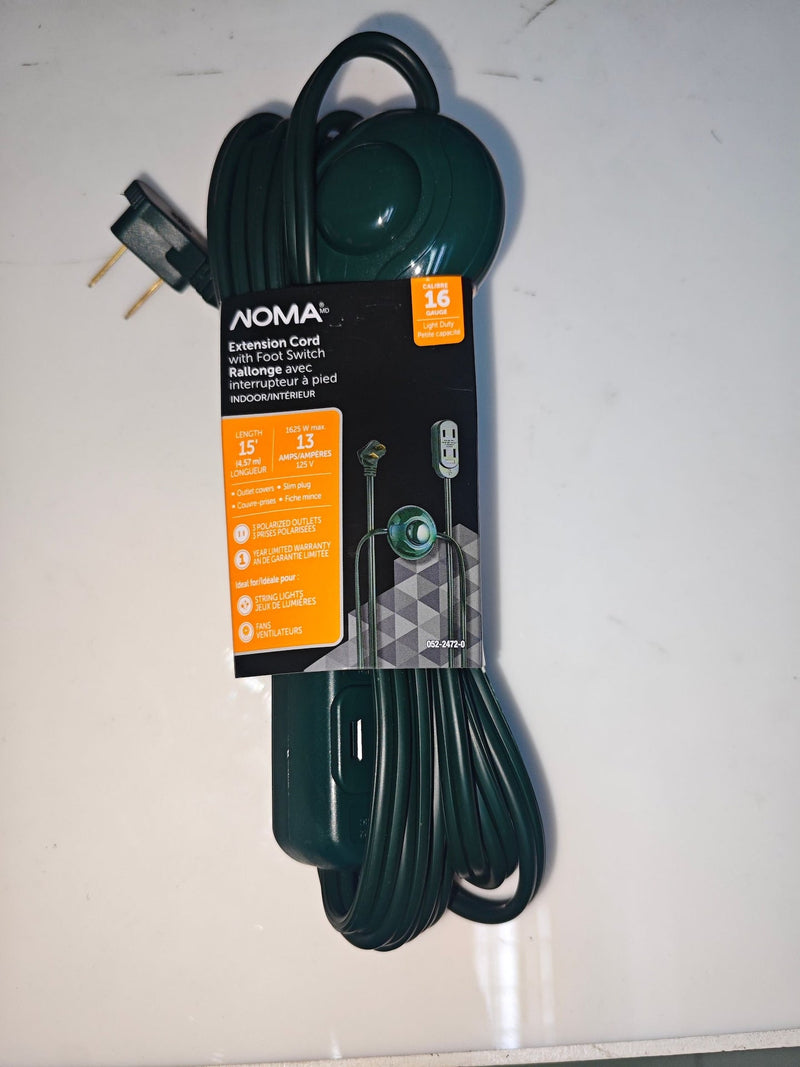14-ft 7-in 16/2 Indoor Extension Cord, ON/OFF Foot Switch, Green N6262