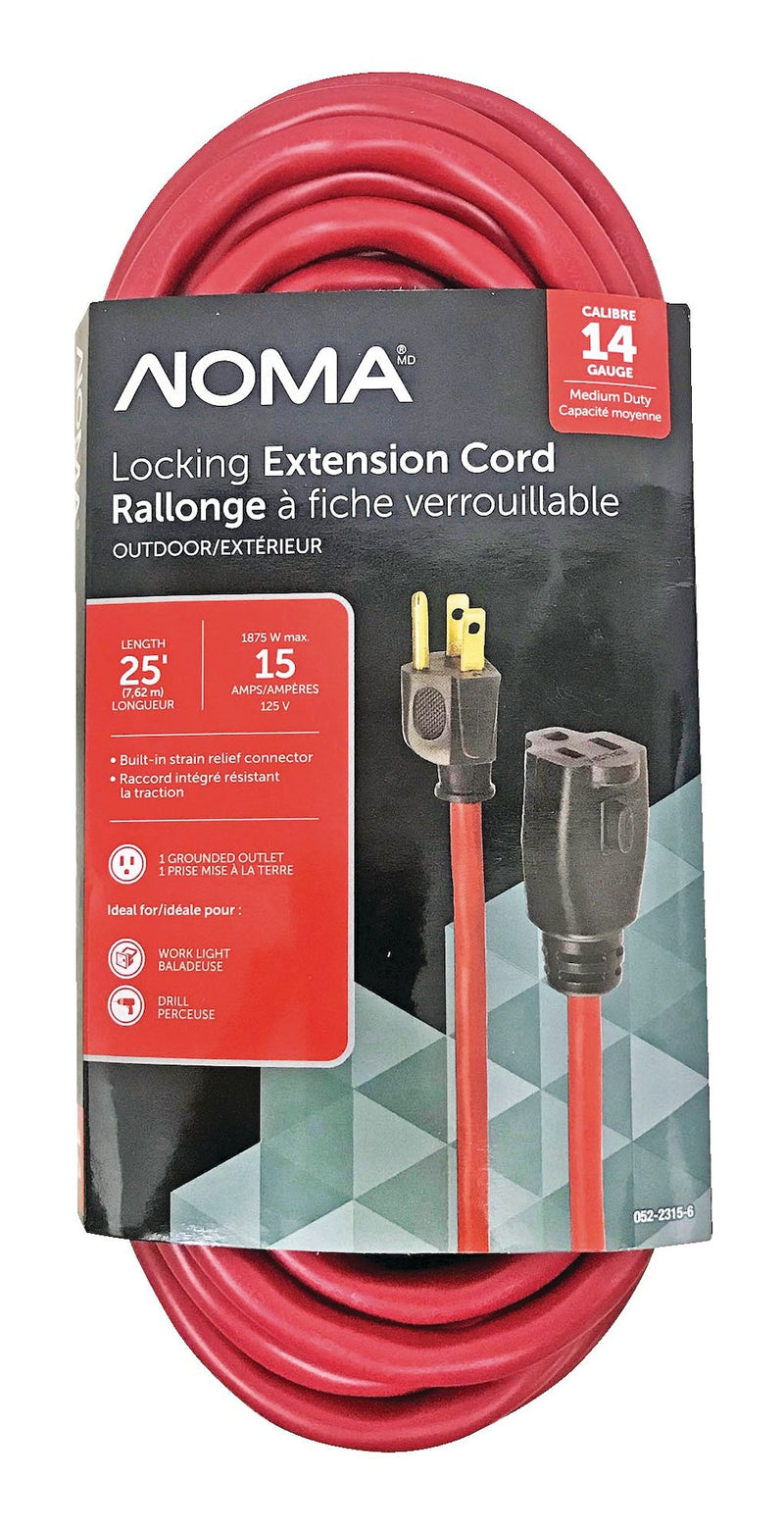 14/3 Outdoor Extension Cord with Grounded Outlet & Locking Connector, Red G4061