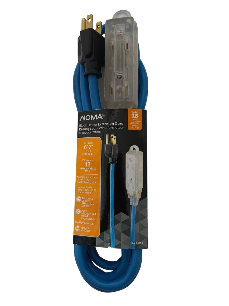 16/3 13 Amp All-Weather Block Heater Cord with Lighted End, Blue K2801