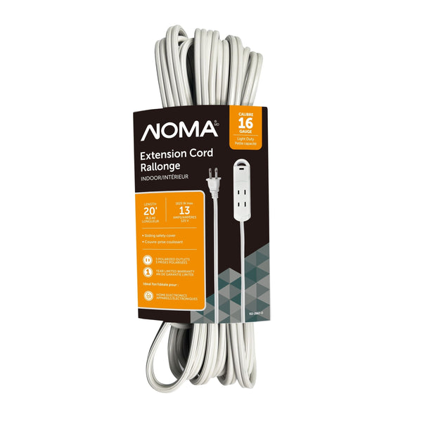 20-ft 13A 3-Outlet/1-USB-C Light-Duty 16-Gauge White Indoor Extension Cord C3304