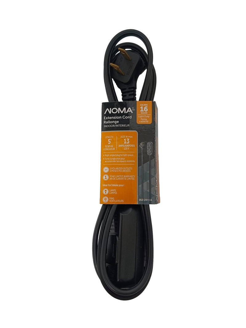 5' 16/2 Light Duty Extension Cord with 3 Outlets, Black P8618