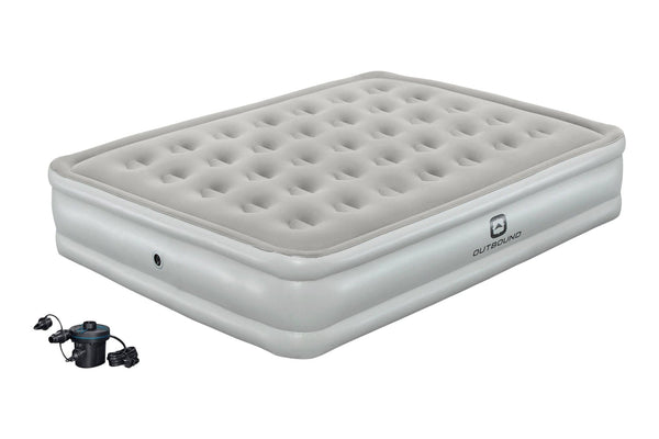 Queen Flocked Double-High Inflatable Air Mattress/Airbed with 110V Pump & Carry Bag C2133