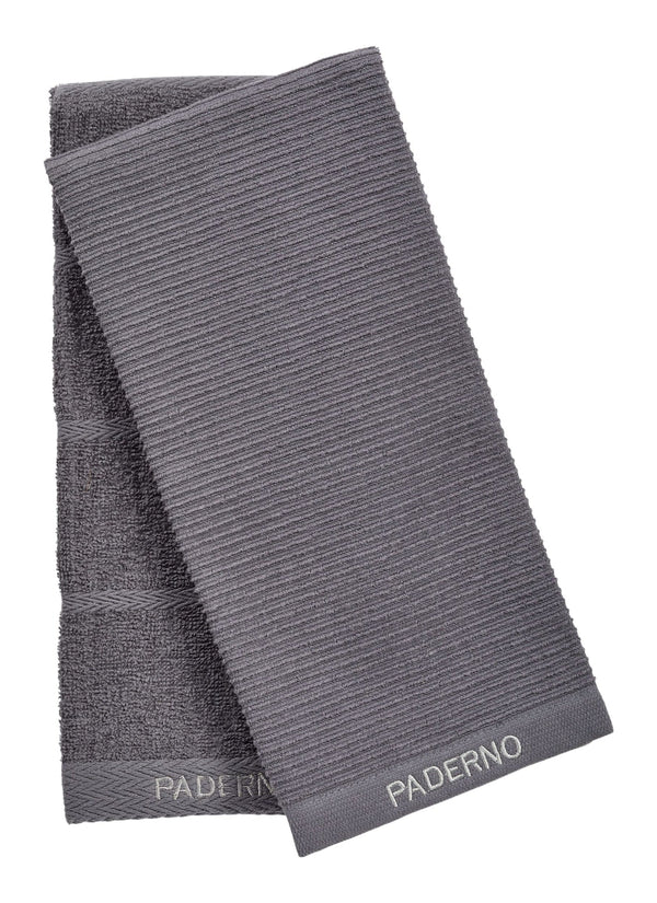 All-Purpose Ribbed Cotton Terry Kitchen Towels, Charcoal, 2-pk K6691