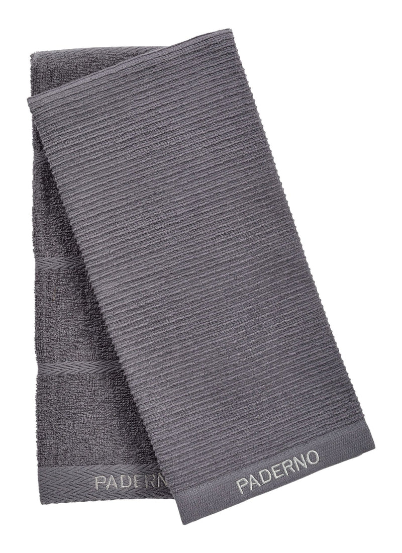 All-Purpose Ribbed Cotton Terry Kitchen Towels, Charcoal, 2-pk K6691