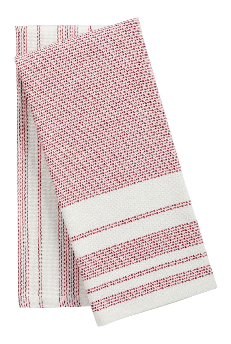 All-Purpose Striped Flatweave Terry Kitchen Towels, Red, 2-pk D1531
