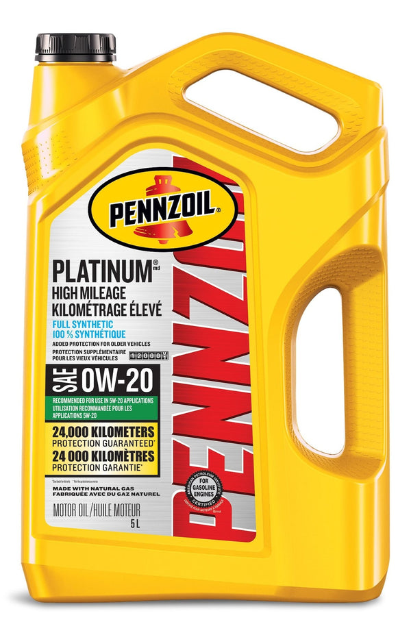 Platinum High Mileage 0W20 Synthetic Engine/Motor Oil, 5-L P4372