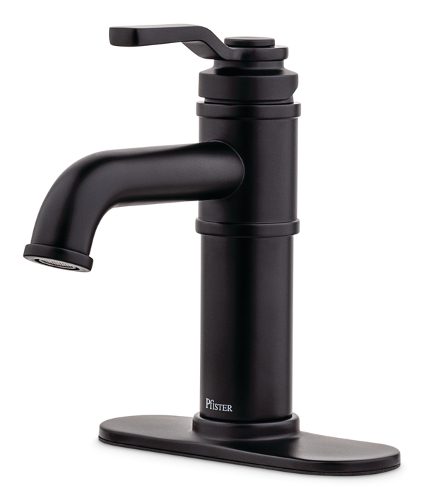 Breckenridge Single Handle High Arc Bathroom Sink Faucet, Push & Seal Drain, WaterSense Certified, Black K4462