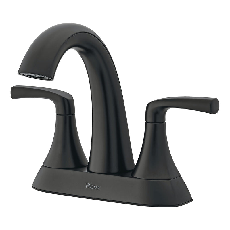 Rancho Double Handle 4-in Centreset Bathroom Sink Faucet Push & Seal Drain, WaterSense Certified, Matte Black C6794