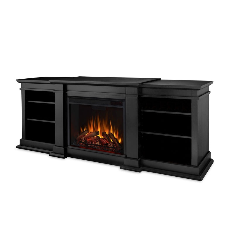 Fresno Media Indoor Electric Fireplace TV Stand, 72-in, 1500W, Black G9866