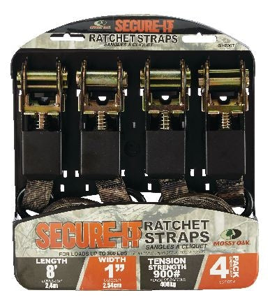 Ratchet Tie-Down Straps, 1-in x 8-ft (2.54 cm x 2.4 m), 4-pk J4375