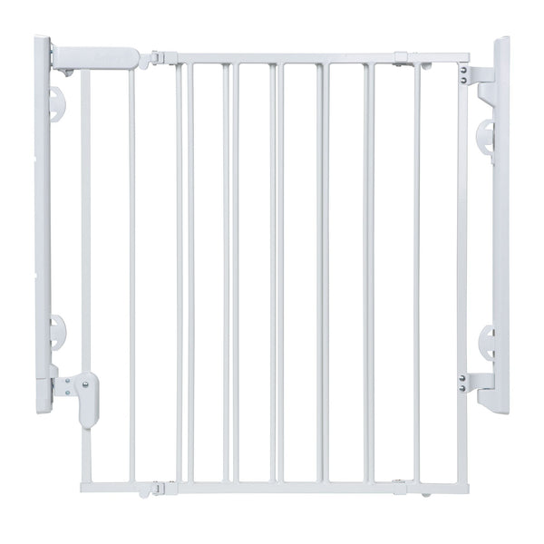 Ready To Install Top of the Stairs Baby Safety Gate, White P9260
