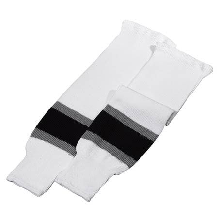 Knit Hockey Socks, White/Black/Silver, Assorted Sizes Y6242