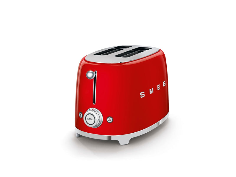 50's Retro Style Wide Slot Pop Up Electric Toaster with 6 Settings, 2-Slice, Red H0553