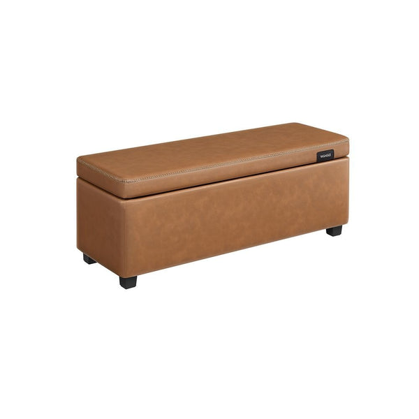 Home Mid-Century Modern Brown Storage Ottoman V3892