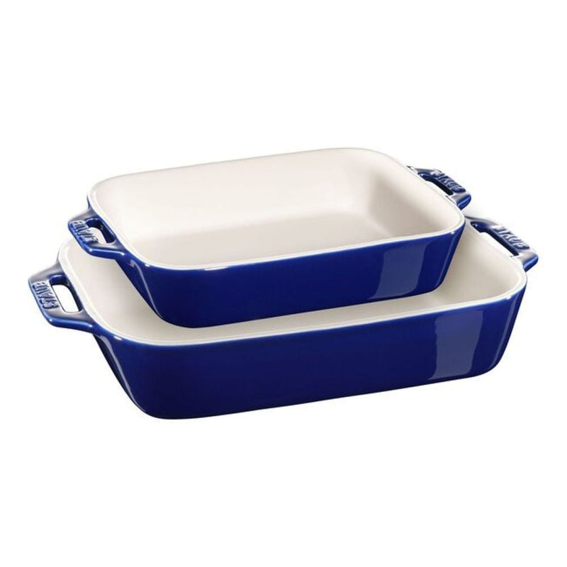 Nestable Dark Blue Non-Stick Ceramic Rectangular Baking Dish Set, 2-pc H7207