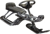 GT King Size Kids' 2-Person Winter Snow Racer Sled with Steering Wheel & Brakes, Grey