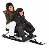 GT King Size Kids' 2-Person Winter Snow Racer Sled with Steering Wheel & Brakes, Grey