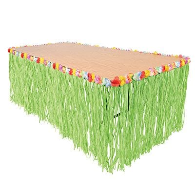 Summer Green Grass Hawaiian Table Skirt, 9-ft V3334