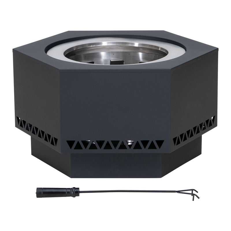 Hexagonal Low Smoke Stainless Steel Fire Pit, 26-in Y8611