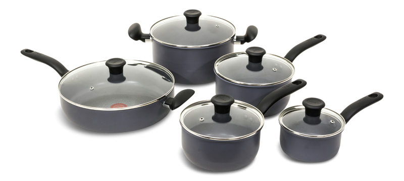Hard Titanium Cookware Set, Non-stick, Dishwasher & Oven Safe, Grey, 10-pc C9231