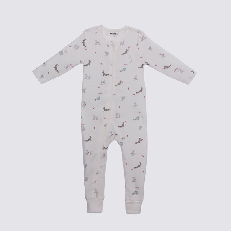 Racoon Print Premium Organic Cotton Play and Grow Rib Foot Zippy, Various Sizes B0069
