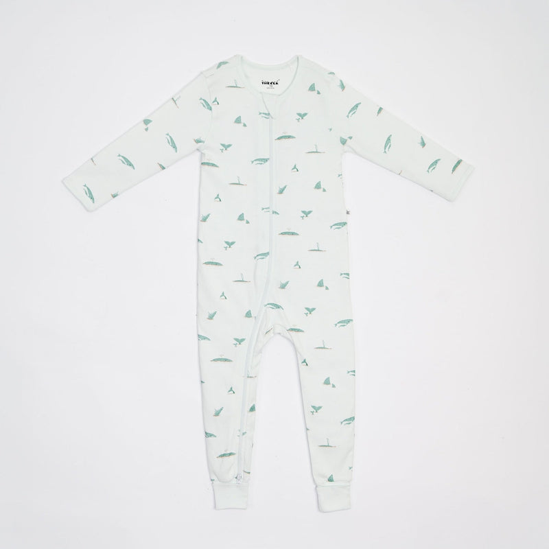 Whale Print Premium Organic Cotton Play and Grow Rib Foot Zippy, Various Sizes S7226