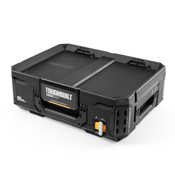Top Portable Modular Plastic/Metal Tool Box with 4 Dividers and 4 Bins, IP65-Rated, Black E0753