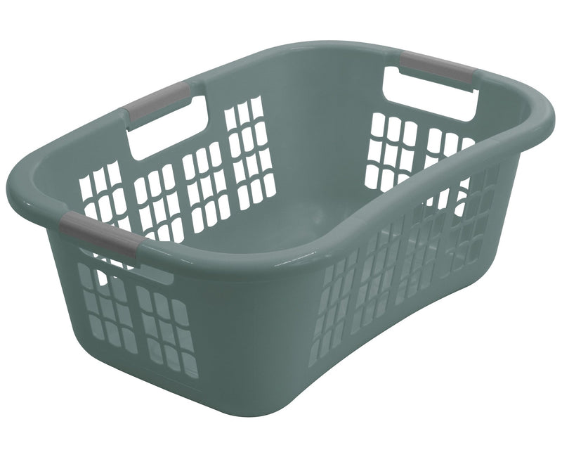 Hip-Hugger Laundry Basket, Jadeite with Grey Handles B5218