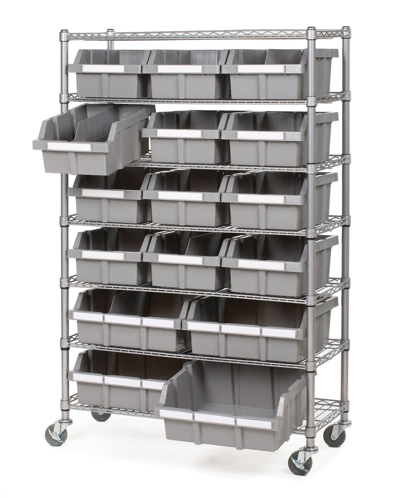 7-Tier NSF 16-Bin Rack Shelving, 36-in x 14-in x 56-in W2330