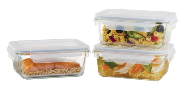 Glass Clip Lid Food Storage Container Set Leakproof, 980-mL, 3 Count P9301