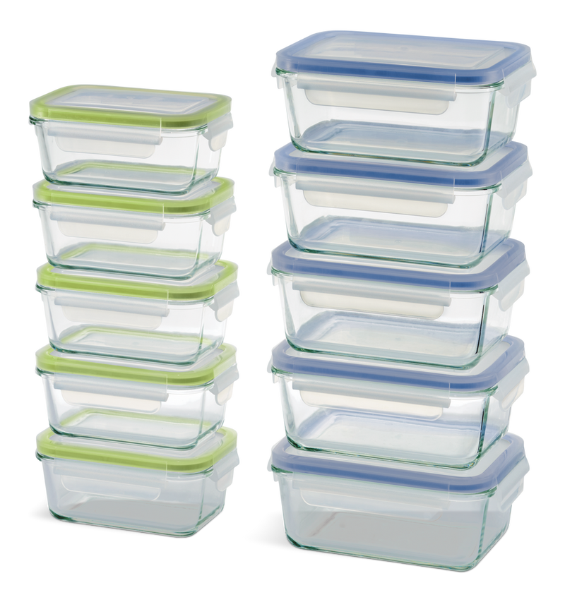 Glass Clip Lid Food Storage Container Set with Leakproof Lids, 10-pk, with Lids L2056