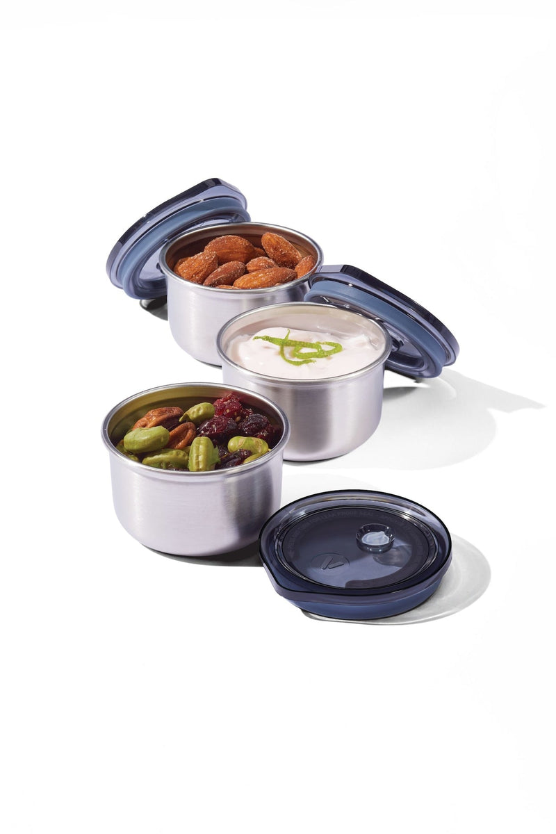 Leakproof Stainless Steel Mini Food Storage Pots and Lids, 3 Count X80