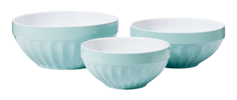 White/Blue Ceramic Mixing Bowl Set, 3-pc X7475