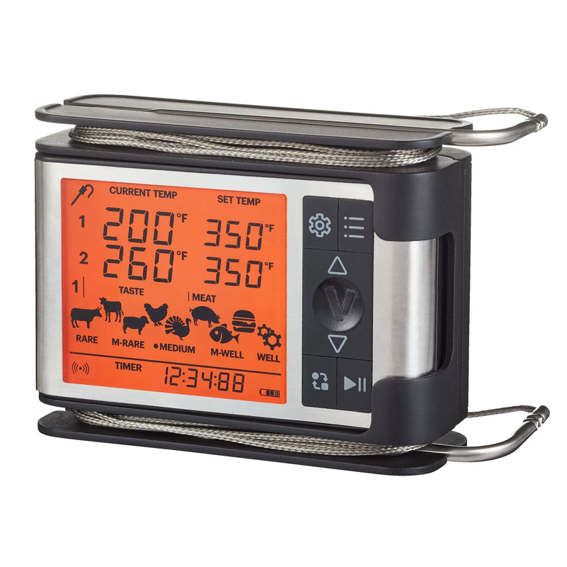 Wireless Remote BBQ Food & Meat Thermometer with Stainless Steel Probes V2723