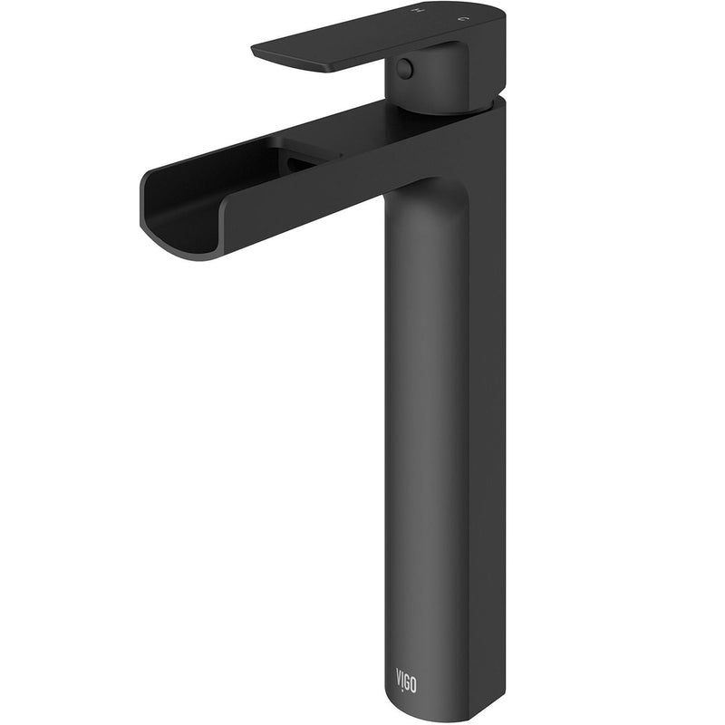 Amada Single Handle Vessel Sink Bathroom Faucet, Matte Black M5437