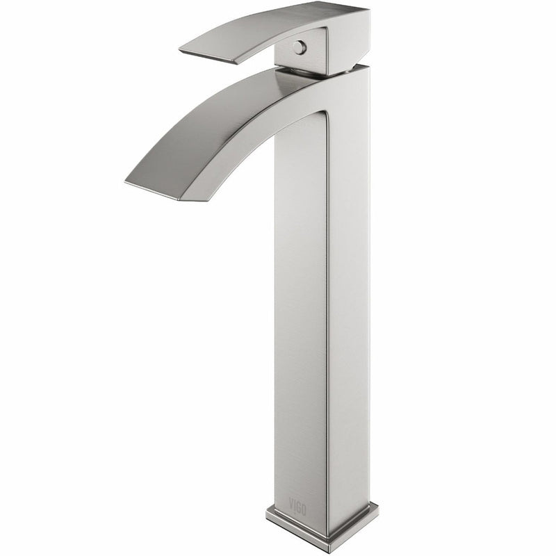 Duris Vessel Single Handle Vessel Sink Bathroom Faucet with Deck Plate, Brushed Nickel E0423