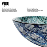 Glass Oceania Blue Bathroom Sink/Basin Set with Linus Faucet and Round Vessel